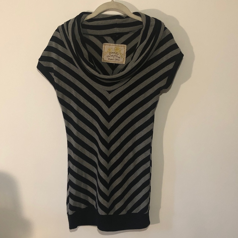 Poof! Black and Gray Striped Top